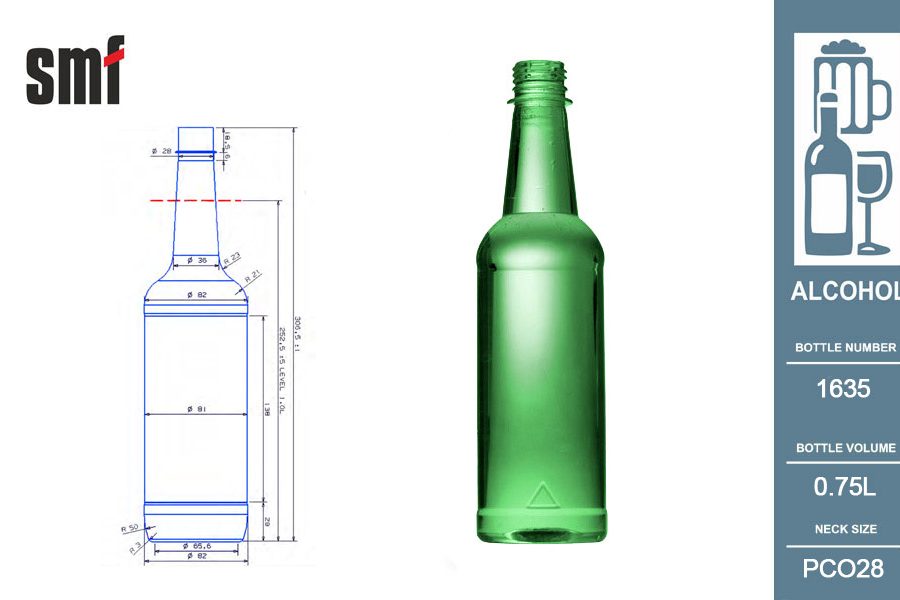 Alcohol bottle No. 1635, volume 0.75l