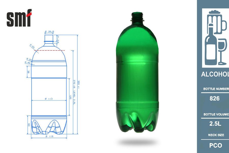 Alcohol bottle No. 826, volume 2.5l