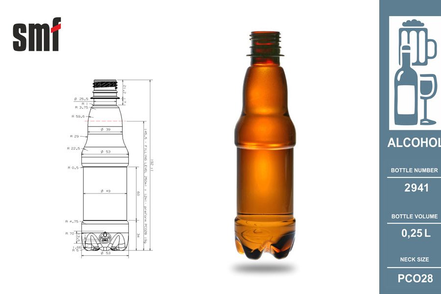 Alcohol bottle No. 2941, volume 0.25l