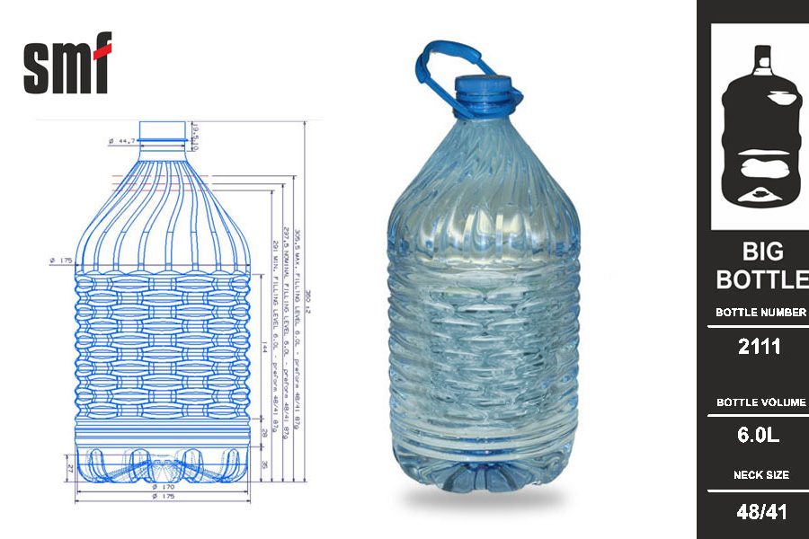 Big plastic bottle No. 2111, volume 6.0l