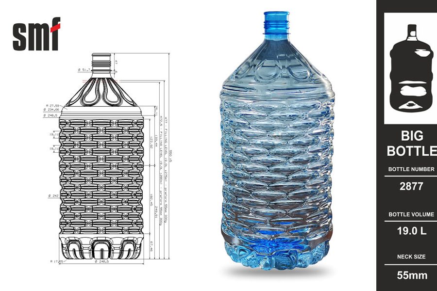Big plastic bottle No. 2877, volume 19.0l