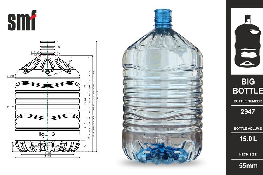 Big plastic bottle No. 2947, volume 15l
