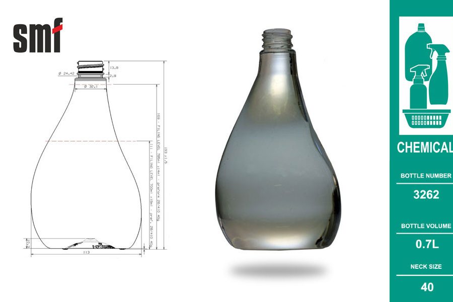 Chemical bottle No. 3262, volume 0.7l