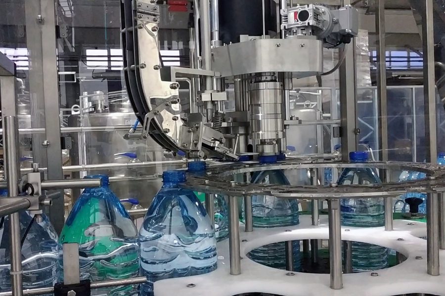 Automatic 10L bottle filling line.