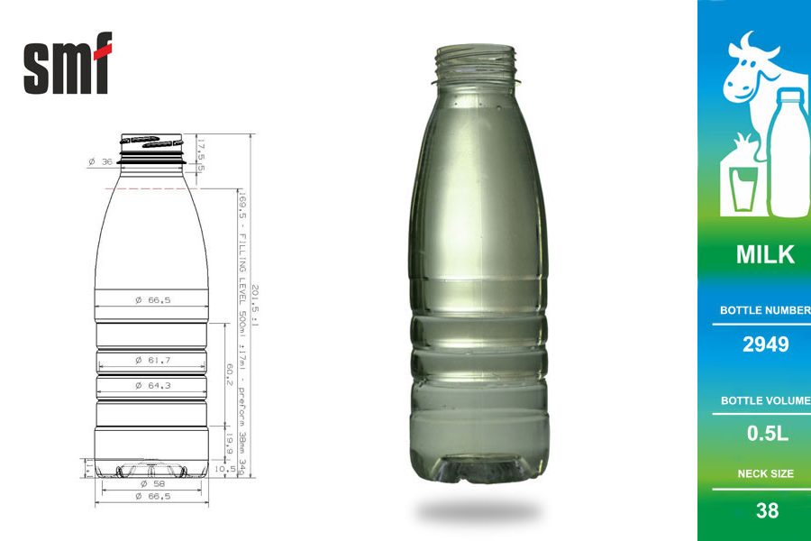 Milk bottle No. 2949, volume 0.5l