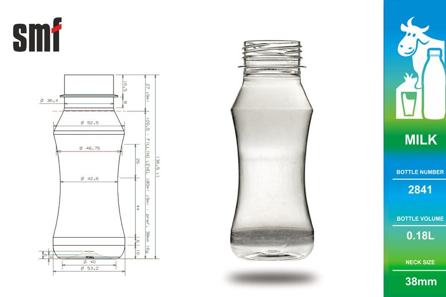 Milk bottle No. 2841, volume 0.18l