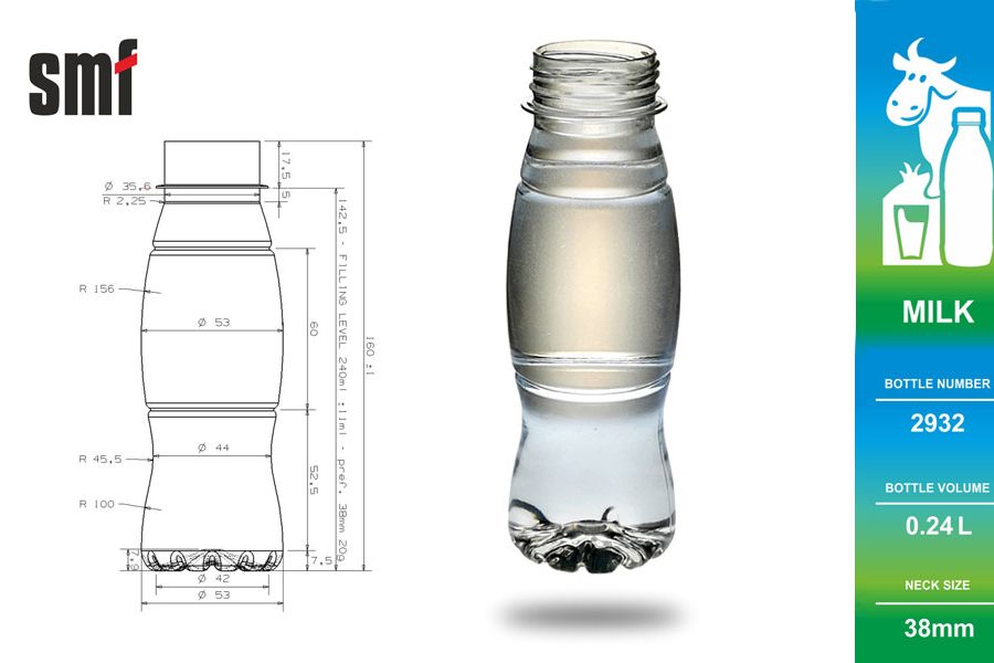 Milk bottle No. 2932, volume 0.24l