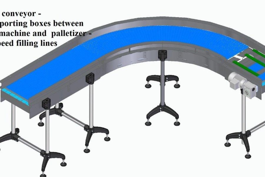Modular conveyor for transporting boxes