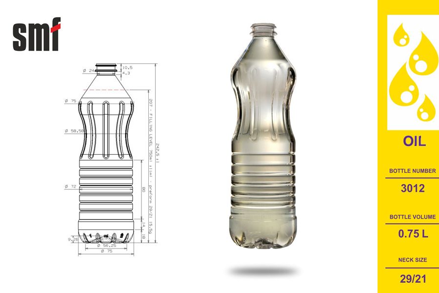 Oil bottle No. 3012, volume 0.75l
