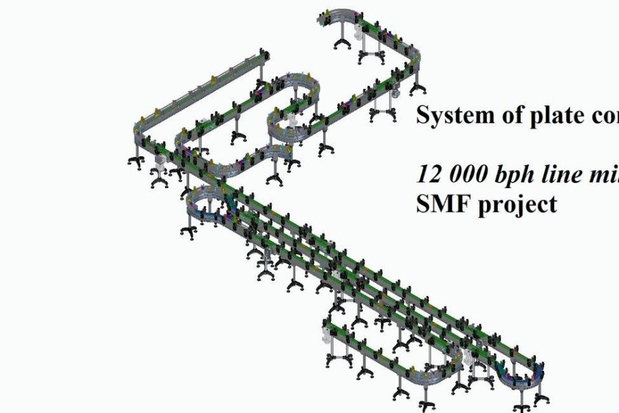 system of plate conveyors on the 12,000 bph line