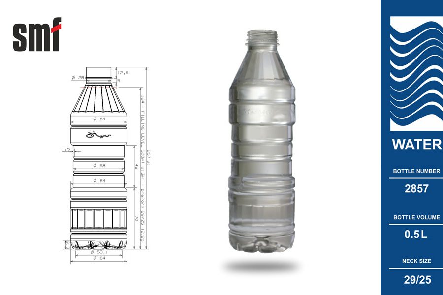 Water bottle No. 2857, volume 0.5l